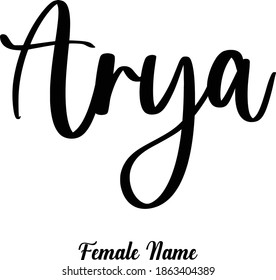 Arya-Female Name Handwriting Typography Phrase