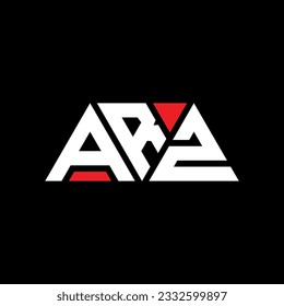 ARZ triangle letter logo design with triangle shape. ARZ triangle logo design monogram. ARZ triangle vector logo template with red color. ARZ triangular logo Simple, Elegant, and Luxurious design.