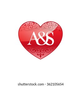 A&S initial letter couple logo with ornament heart shape.