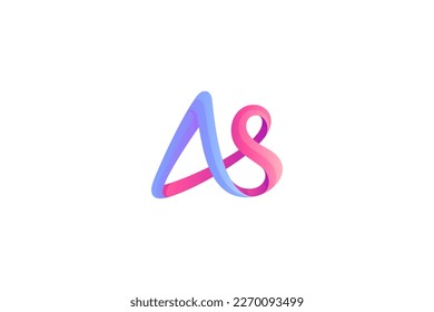 logotipo de letras a y s con diseño 3d en concepto moderno