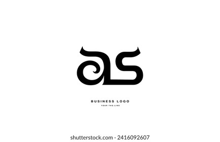 AS, SA, A, S, logotipo de las letras abstractas Monograma