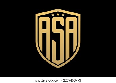 ASA letter logo. ASA letter design with black background. This is gold letter logo. Use stylist fashion logo. Decorative design.