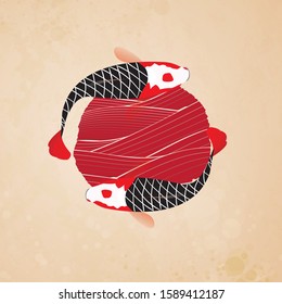 Asagi fish koi. Fish Koi Illustration. Concept for Fish Koi. Flat style vector illustration isolated on colour background, suitable for wallpaper, banner, book illustration.