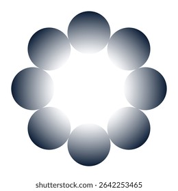 Asahi or morning sun, optical illusion. Flower like pattern with circularly arranged petals, with gradient from dark outside to light inside. The inner background is perceived brighter than the outer.