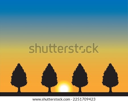Asahi and tree landscape illustration