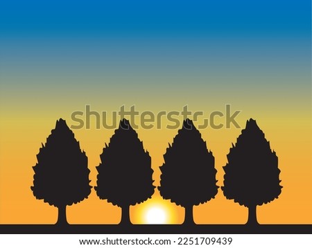 Asahi and tree landscape illustration