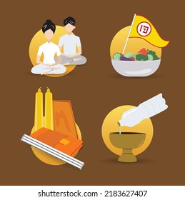 Asahna Bucha Day Tradition Vector Illustration and the day of Buddhist Lent.