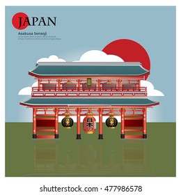 Asakusa Sensoji Japan Landmark and Travel Attractions Vector Illustration