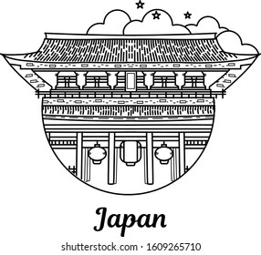 Asakusa Sensoji temple Japan Landmark. Tokyo landscape. Nation asian building icon on isolated background. Travel sign. 