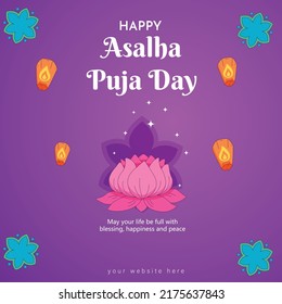 Asalha Puja is a theravada buddhist festival.Asalha bucha is Dhamma Day Template design
