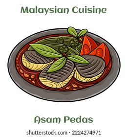 Asam Pedas. A spicy and tangy fish dish made with the juice of the tamarind plant and plenty of ground chillies. Malaysian Cuisine.