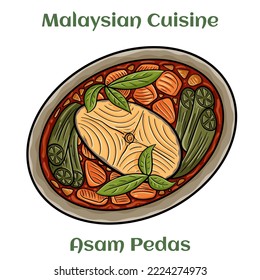 Asam Pedas. A spicy and tangy fish dish made with the juice of the tamarind plant and plenty of ground chillies. Malaysian Cuisine.