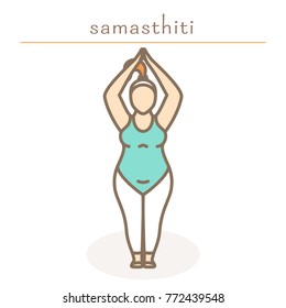 asana with chubby girl. EPS 10 Isolated object