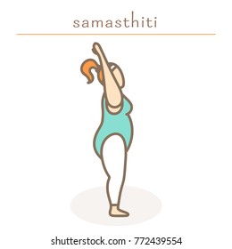 asana with chubby girl. EPS 10 Isolated object