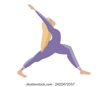 Asana Yoga pose purple clothes woman flat design