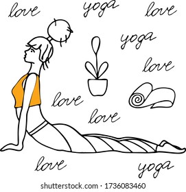 Asana, Yoga, woman stretching for design