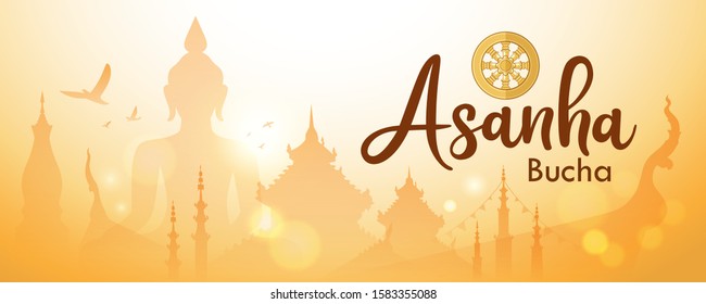 Asanha Bucha Important Buddhist Day in Thailand background, vector illustration 