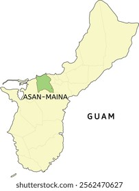 Asan-Maina villages location on Guam state map