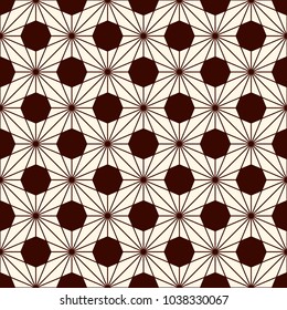 Asanoha seamless surface pattern. Traditional japanese print with hemp leaf motif. Classic asian ornament. Repeated interlocking triangles. Floral background. Oriental digital paper, textile print.