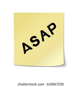ASAP - hand drawn lettering abbreviation on sticky note template. Vector illustration quote. Handwritten inscription phrase for office, presentation, t-shirt print, poster design.