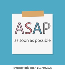 ASAP As Soon As Possible written in a notebook paper- vector illustration