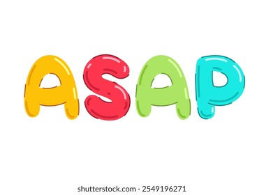 ASAP text clip art, colorful ASAP word acronym vector illustration, as soon as possible clipart image