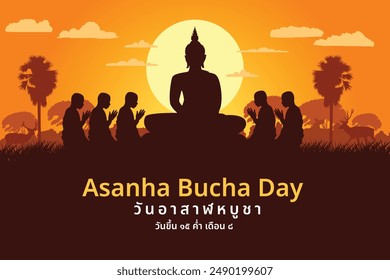 Vector del Día de Asarnha Bucha Es un día importante para el Budismo.