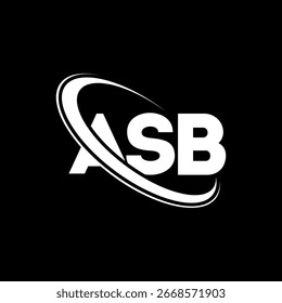 ASB logo. ASB letter logo design. Initials ASB logo linked with circle and uppercase monogram logo. ASB typography for technology, business and real estate brand.