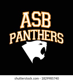 ASB Panthers Logo, ASB Panthers With Tiger Logo, ASB Panthers T-shirt Design, Orange High School Vector Logo