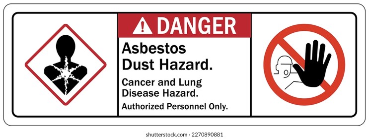 Asbestos cancer hazard chemical warning sign and labels