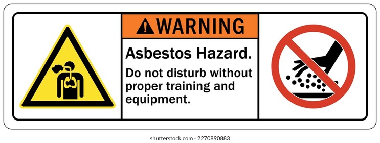 Asbestos cancer hazard chemical warning sign and labels