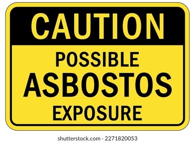 Asbestos chemical warning sign and labels cancer and lung disease hazard