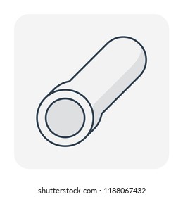 Asbestos fiber cement pipe or transite pipe vector icon for construction drainage system, sewer line at underground for drain water, sewage. Also supply fresh and clean water for plumbing, irrigation.