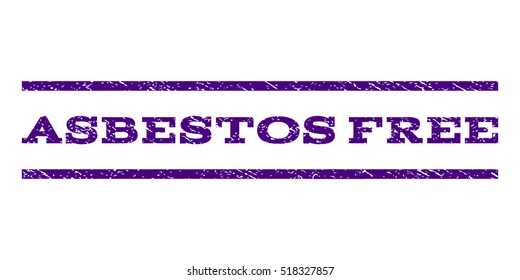 Asbestos Free watermark stamp. Text tag between horizontal parallel lines with grunge design style. Rubber seal stamp with unclean texture. Vector indigo blue color ink imprint on a white background.