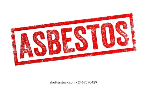 Asbestos is a group of minerals that have been widely used in construction and various industries due to their durability, heat resistance, and insulating properties, text concept stamp