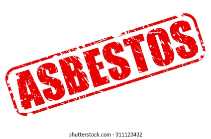 ASBESTOS red  stamp text on white