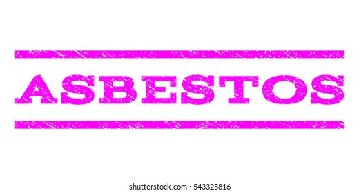 Asbestos watermark stamp. Text tag between horizontal parallel lines with grunge design style. Rubber seal stamp with unclean texture. Vector magenta color ink imprint on a white background.