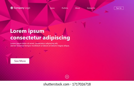 Asbtract background with triangles, website Landing Page. Template for websites, or apps. Modern design. Abstract vector style.