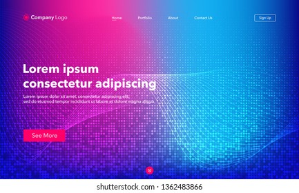 Asbtract background website Landing Page. Template for websites, or apps. Modern design. Abstract vector style. Wave and Dots