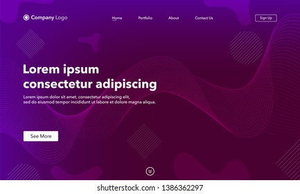 Hintere Seite Landing Page der Website. Vorlage für Websites oder Apps. Modernes Design. Abstrakter Vektorstil.