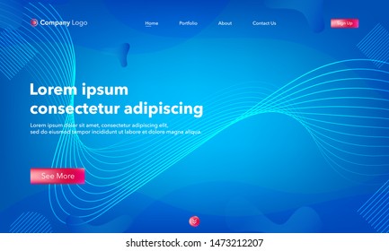 Asbtract background website Landing Page. Template for websites, or apps. Modern design.Blue. Abstract vector style.