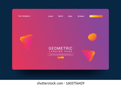 Asbtract background website Landing Page with gradient colorful background. Template for websites, or apps. Modern design. Vector illustration.