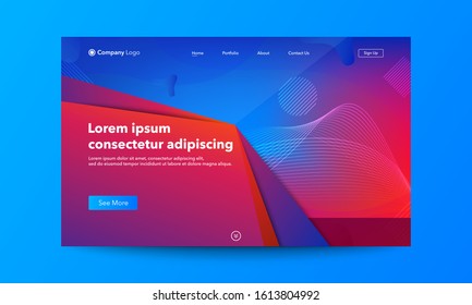 Asbtract background website Landing Page. Template for websites, or apps. Modern design.Blue. Abstract vector style.