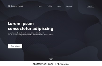 Asbtract background website Landing Page. Black. Template for websites, or apps. Modern design. Abstract vector style.