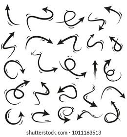 	
asbtract black hand drawn arrows set on white  background