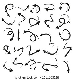 	
asbtract black hand drawn arrows set on white  background