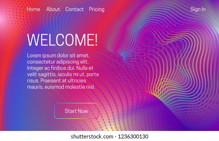 Asbtract futuristic background design. Landing page template with iridescent dots and lines array.