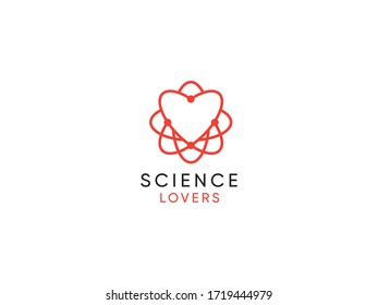 asbtract modern science logo with love heart symbol
