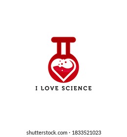 asbtract modern science logo with love heart symbol
