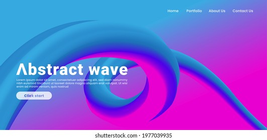 Asbtract purple blue wave background website Landing Page. Template for websites, or apps. Modern design, wave effect. Abstract vector style.